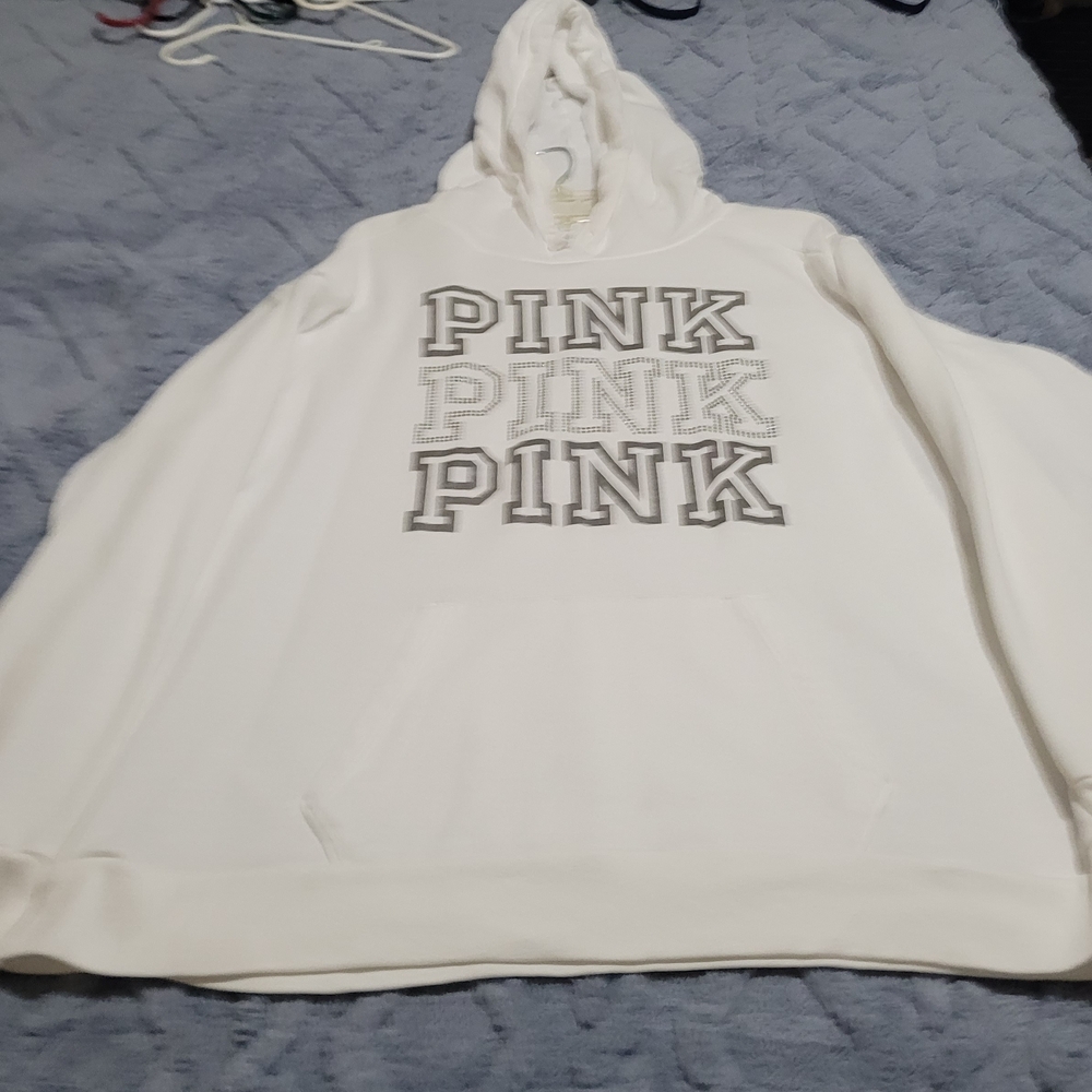 PINK Victoria's Secret White Sweater with Hood